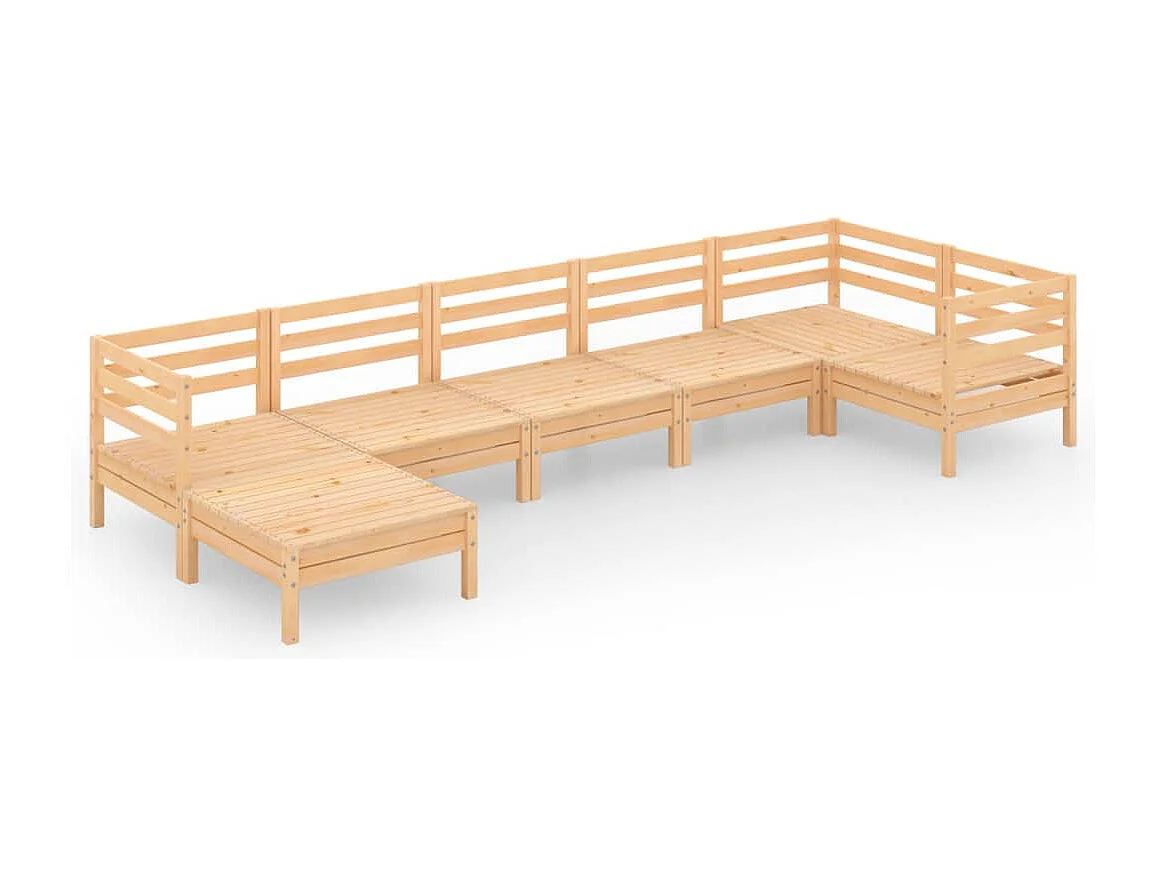 Set Salotto da Giardino 7 pz in Legno Massello di Pino