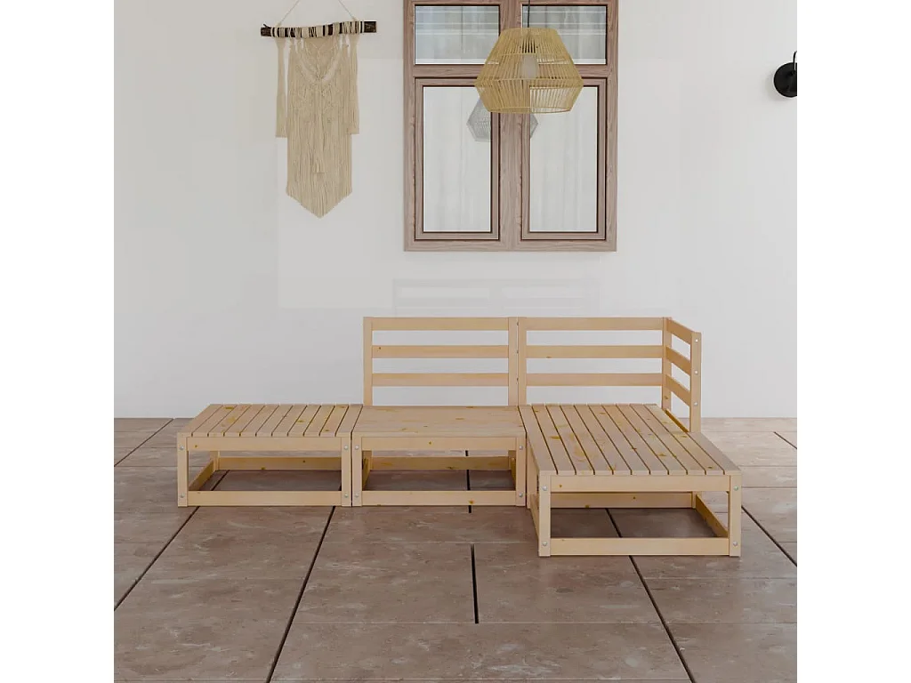 4-delige Loungeset massief grenenhout