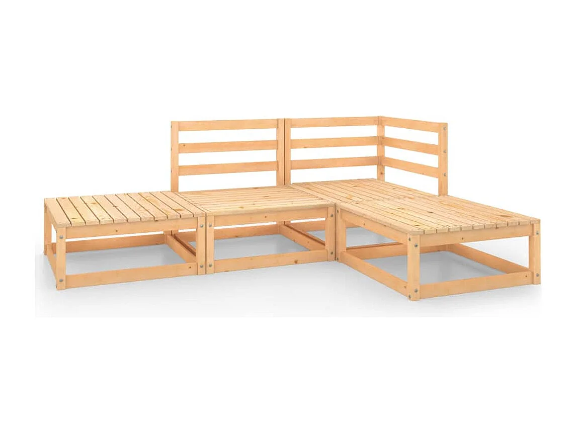 4-delige Loungeset massief grenenhout