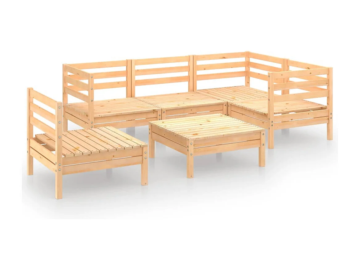 6-tlg. Garten-Lounge-Set Kiefer Massivholz