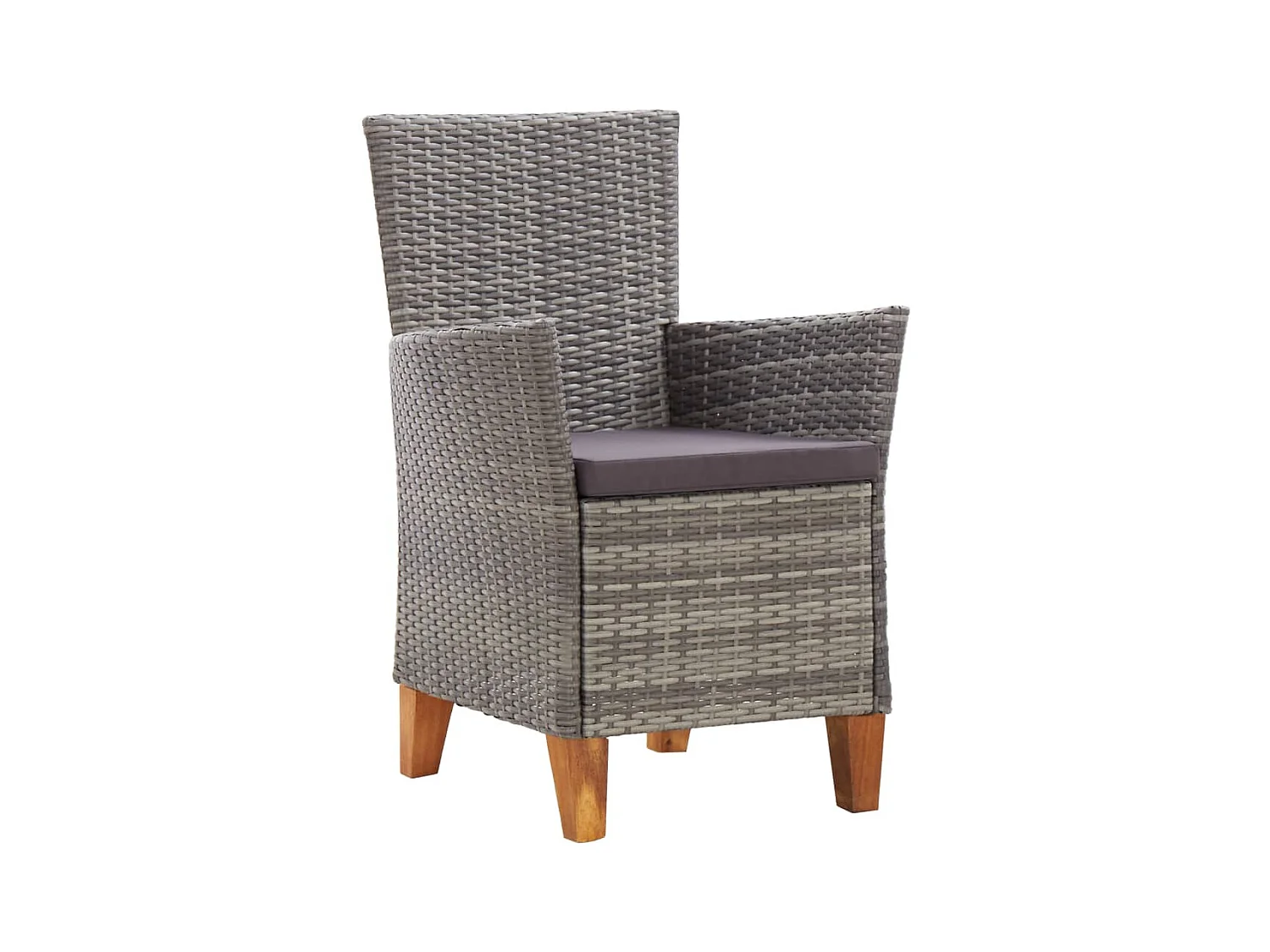 5-delige Eethoek poly rattan en massief acaciahout grijs