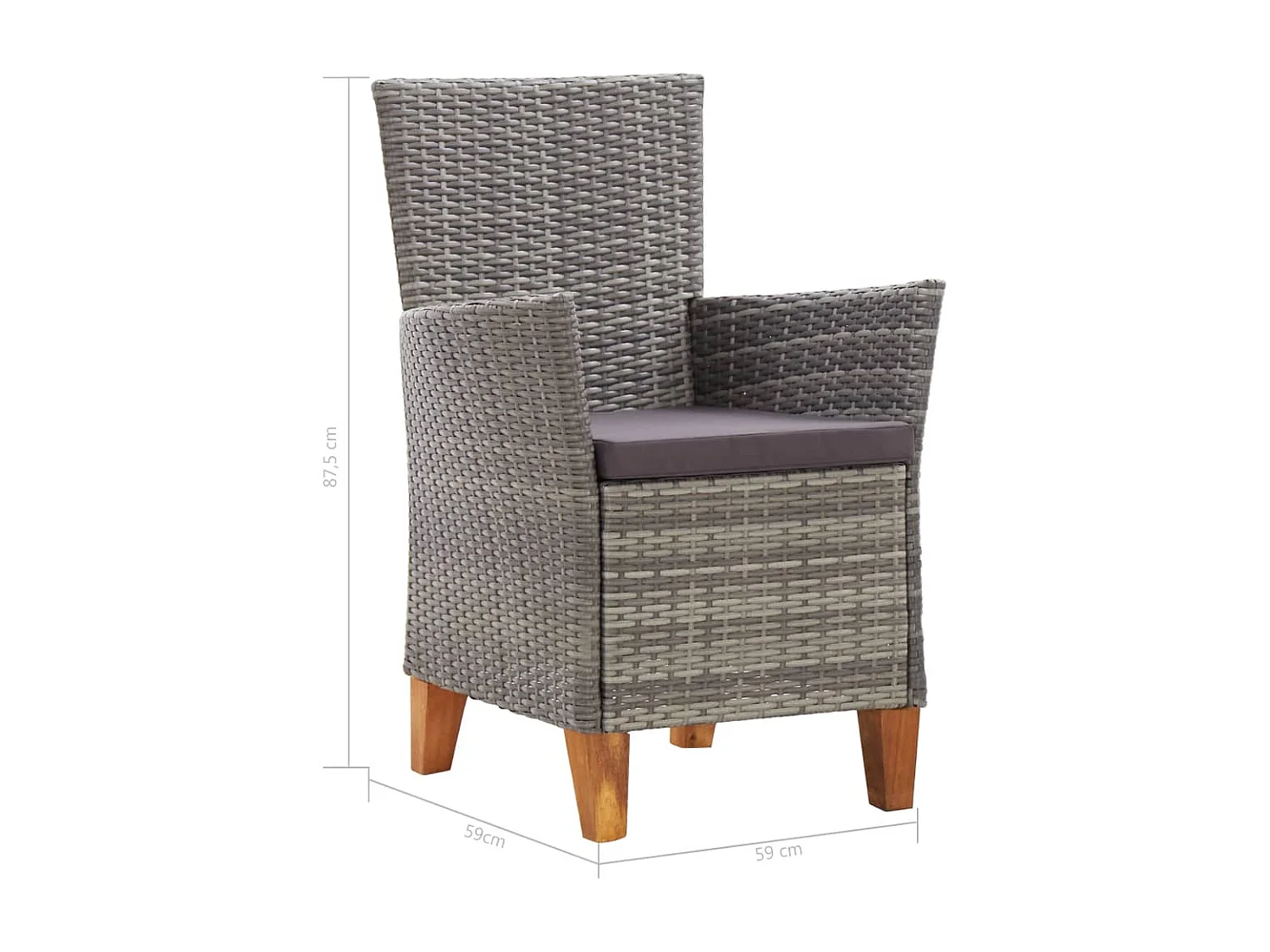 Mobilier à dîner 5 pcs résine tressée et bois d'acacia gris