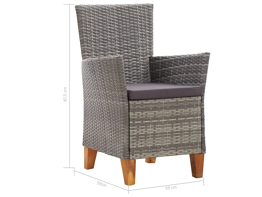 Set Pranzo da Giardino 5 pz Polyrattan e Legno d'Acacia Grigio