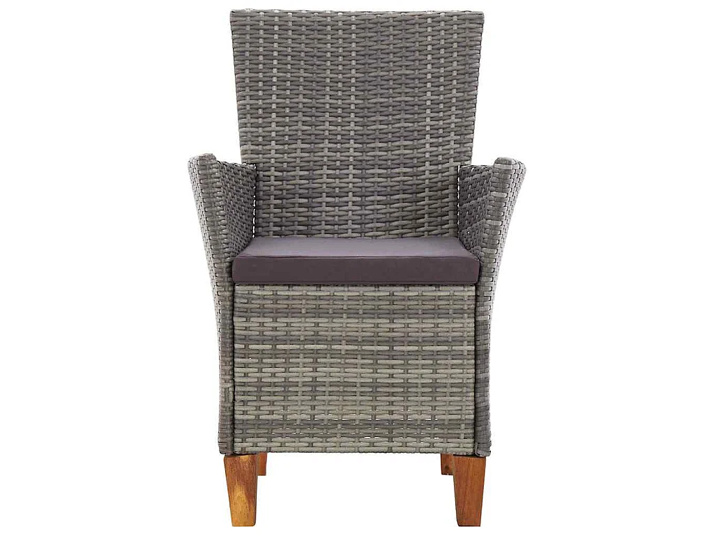 Set Pranzo da Giardino 5 pz Polyrattan e Legno d'Acacia Grigio