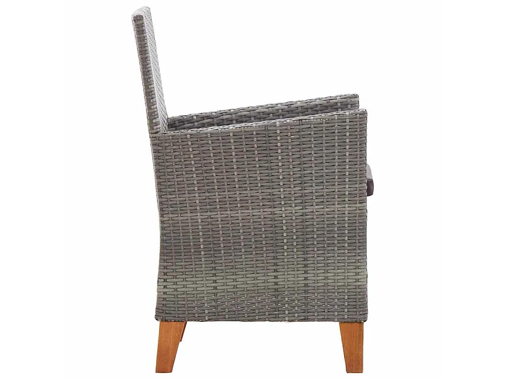 Set Pranzo da Giardino 5 pz Polyrattan e Legno d'Acacia Grigio