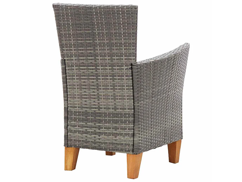 Set Pranzo da Giardino 5 pz Polyrattan e Legno d'Acacia Grigio