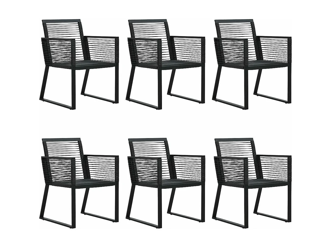 Ensemble à manger d'extérieur 7 pcs Rotin PVC Noir