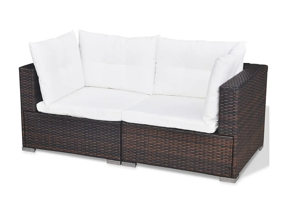 Set Divani da Giardino 5 pz con Cuscini in Polyrattan Marrone