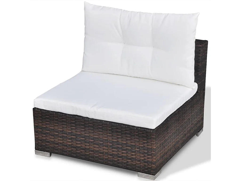 Set Divani da Giardino 5 pz con Cuscini in Polyrattan Marrone