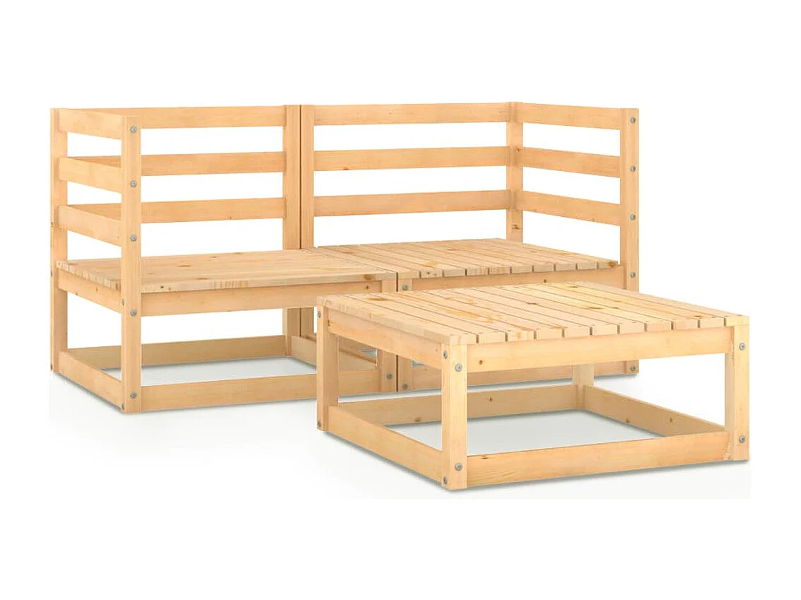 Salon de jardin 3 pcs bois de pin massif