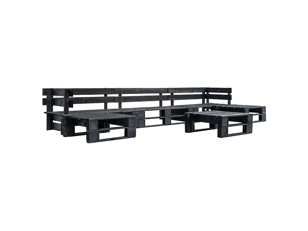 Canapés de jardin palette 6 pcs Noir Bois