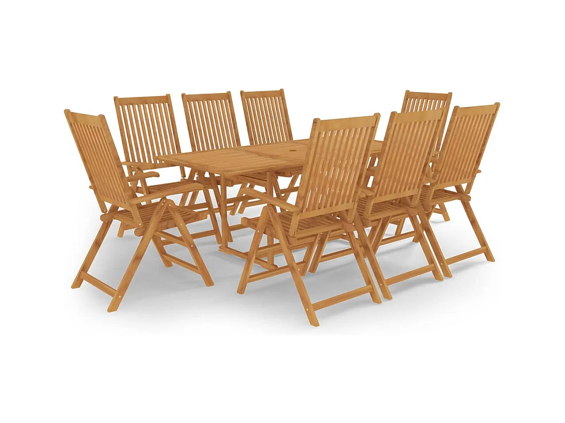 Set da Pranzo da Giardino 9 pz in Legno Massello di Teak