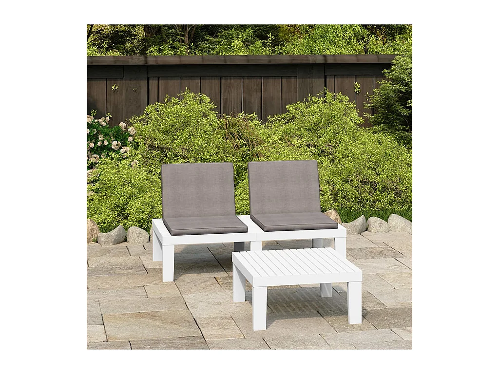 2-delige Loungeset met kussens kunststof wit