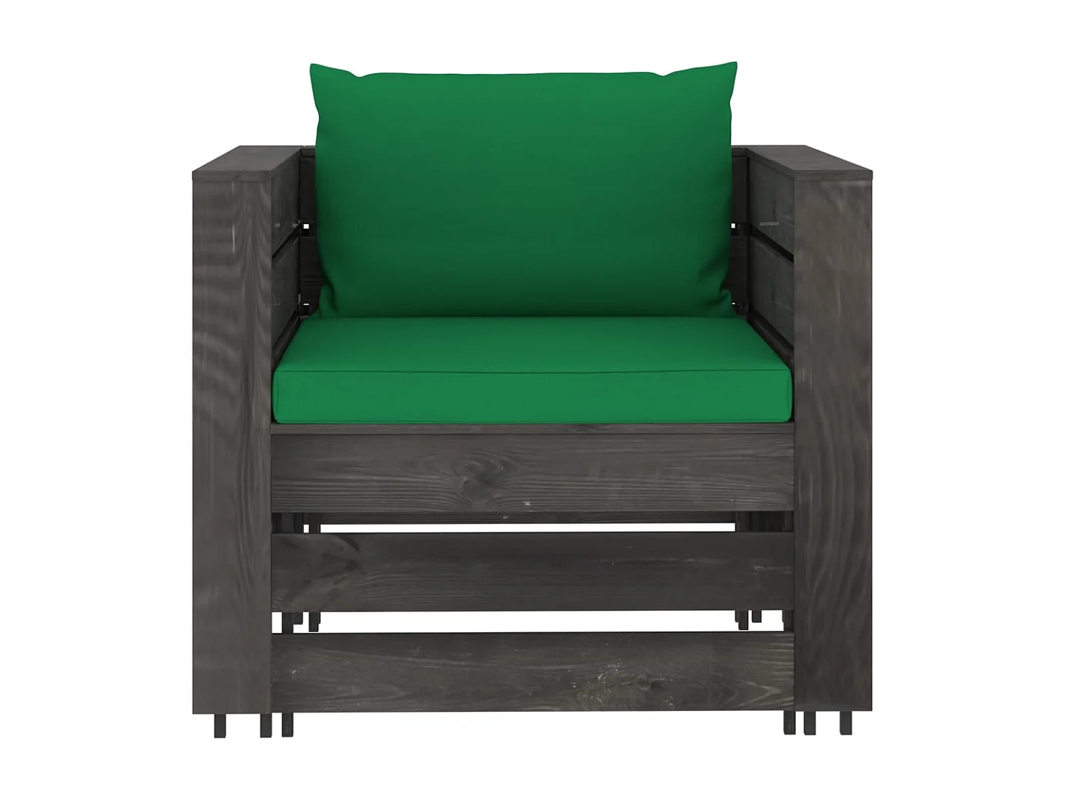 2-tlg. Garten-Lounge-Set mit Kissen Grau Imprägniertes Holz