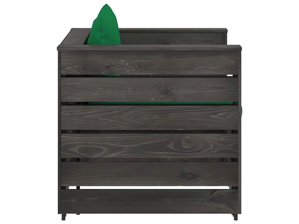 Salon de jardin 2 pcs avec coussins Bois imprégné de gris