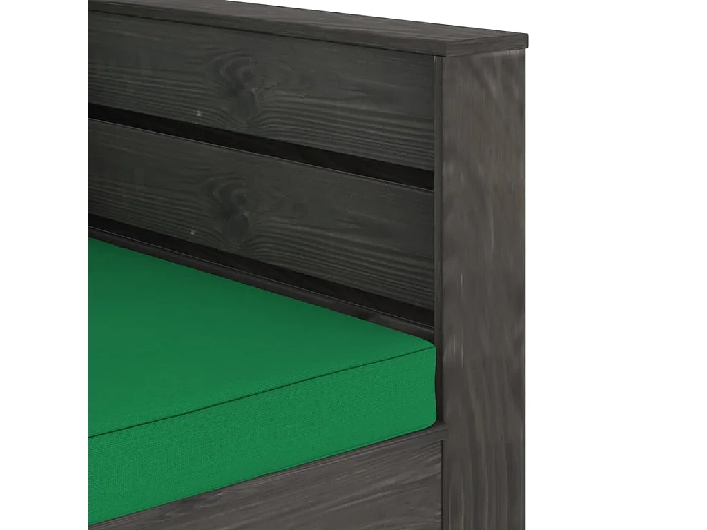 Salon de jardin 2 pcs avec coussins Bois imprégné de gris