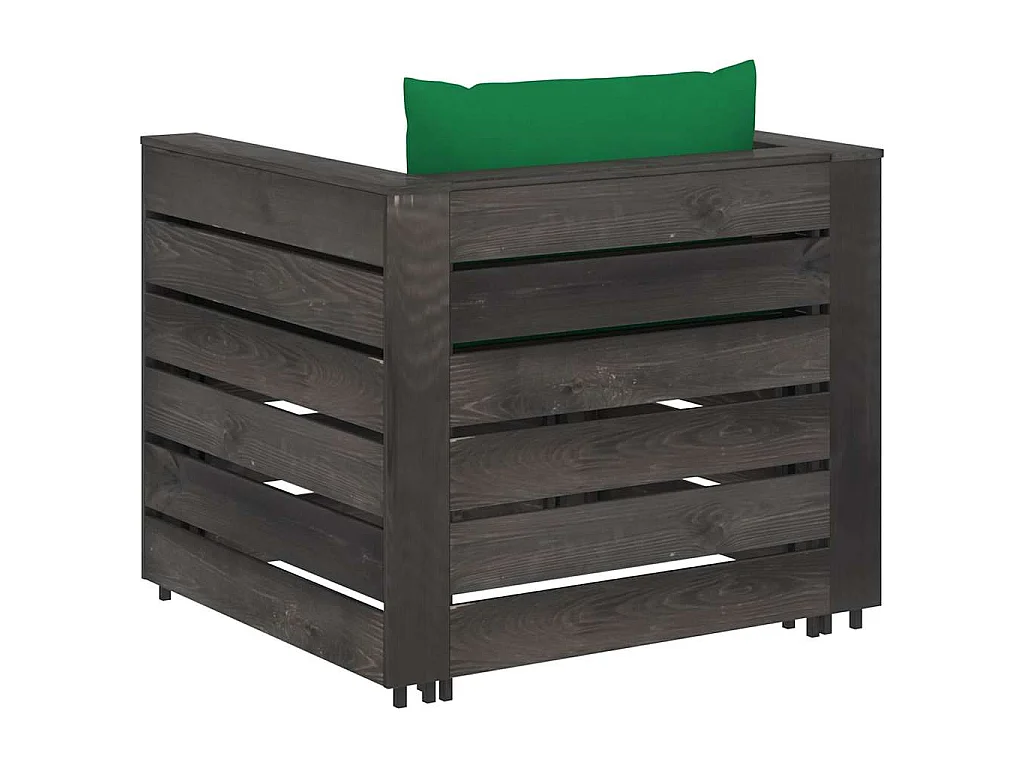 2-delige Loungeset met kussens grijs geïmpregneerd hout