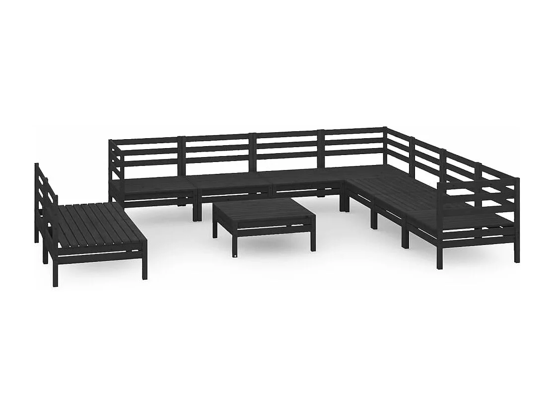 10 pcs conjunto lounge de jardim pinho maciço preto