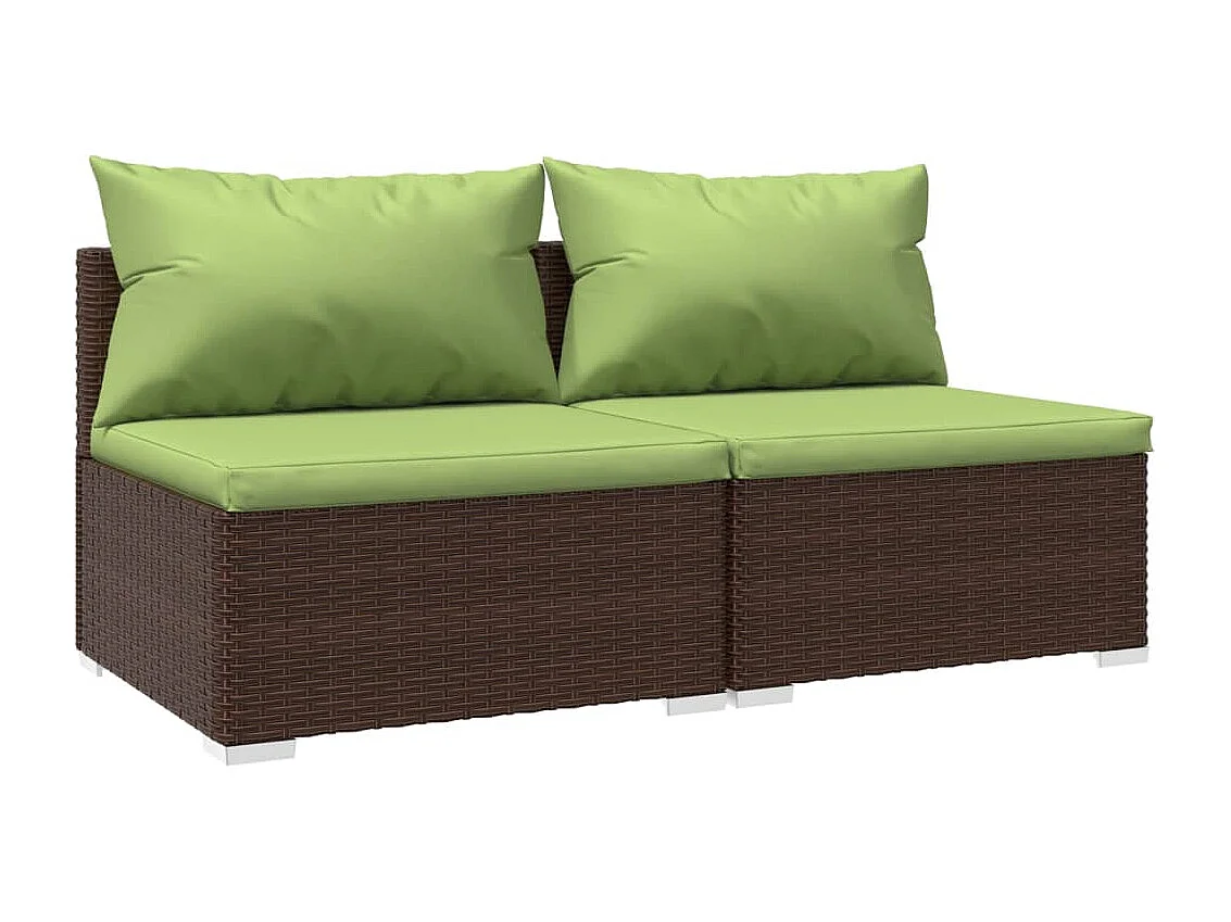 2-delige Loungeset met kussens poly rattan bruin