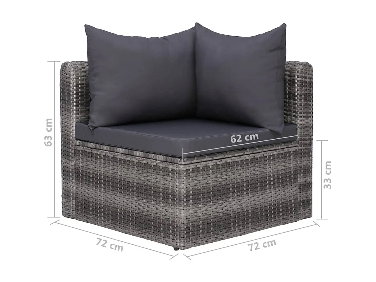 8-tlg. Garten-Lounge-Set mit Auflagen Poly Rattan Grau