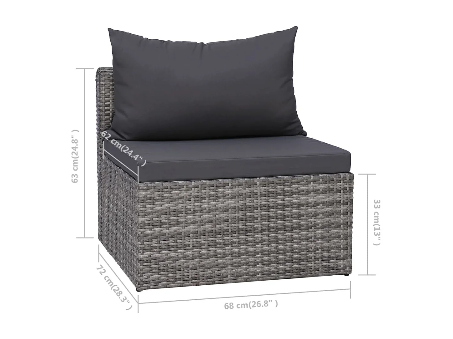 Salon de jardin 8 pcs avec coussins Résine tressée Gris