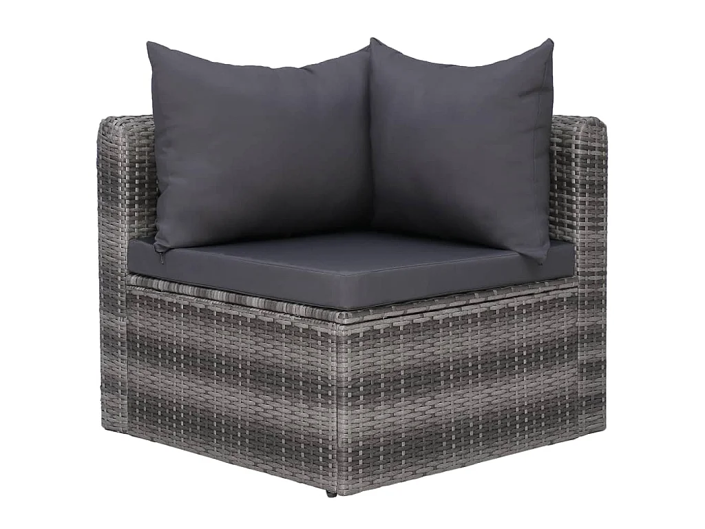 8 pcs conjunto lounge de jardim c/ almofadões vime PE cinzento