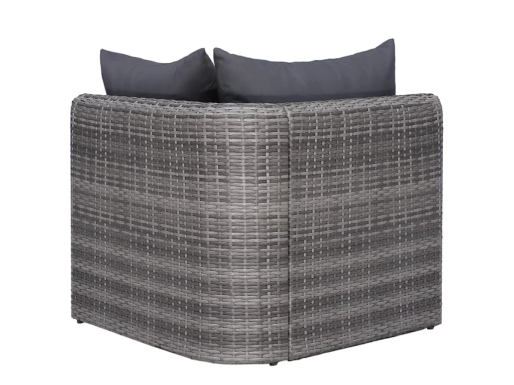 8 pcs conjunto lounge de jardim c/ almofadões vime PE cinzento
