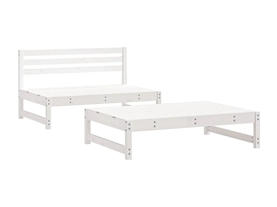 2-tlg. Garten-Lounge-Set Weiß Massivholz Kiefer