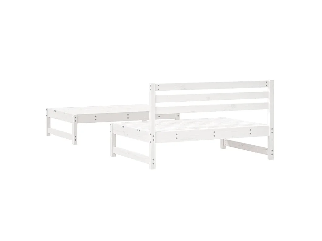 Set Salotto da Giardino 2 pz Bianco in Legno Massello di Pino