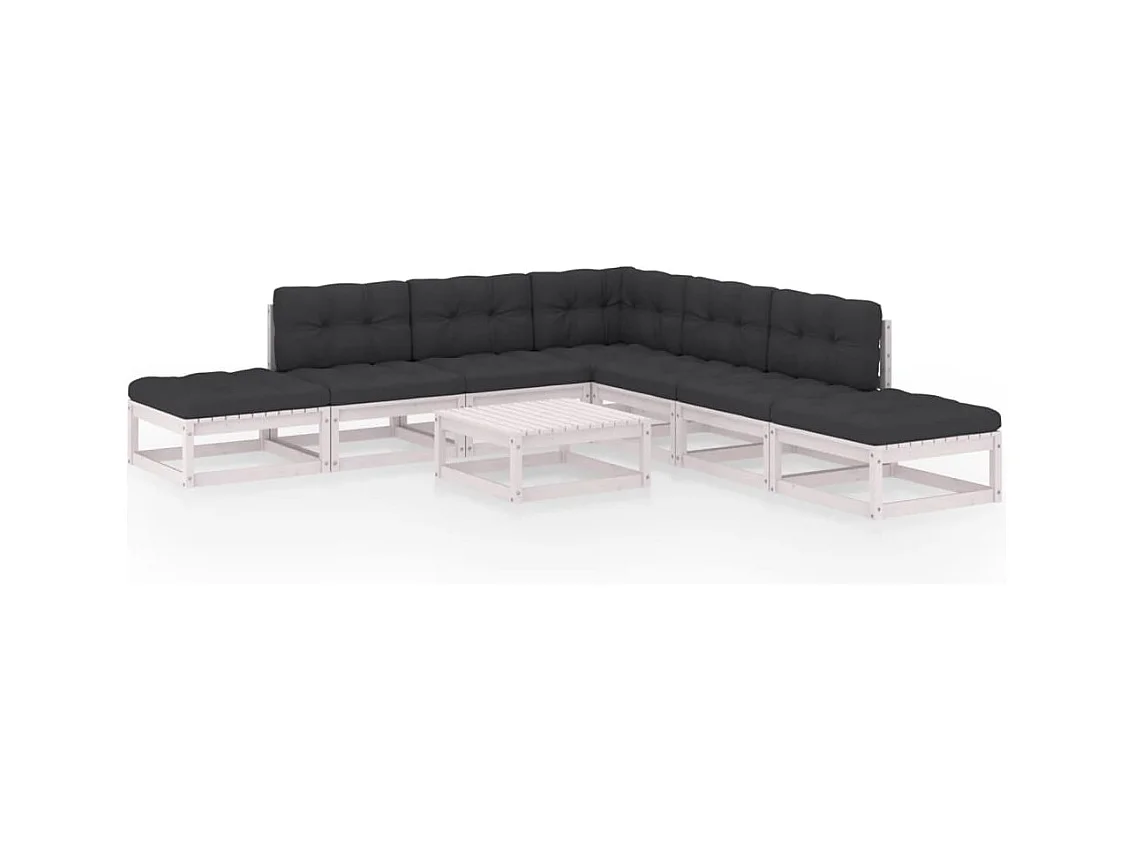 8-delige Loungeset met kussens massief grenenhout