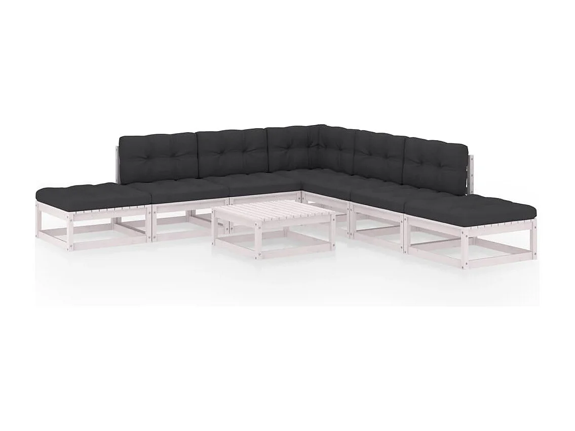 8-tlg. Garten-Lounge-Set mit Kissen Kiefer Massivholz