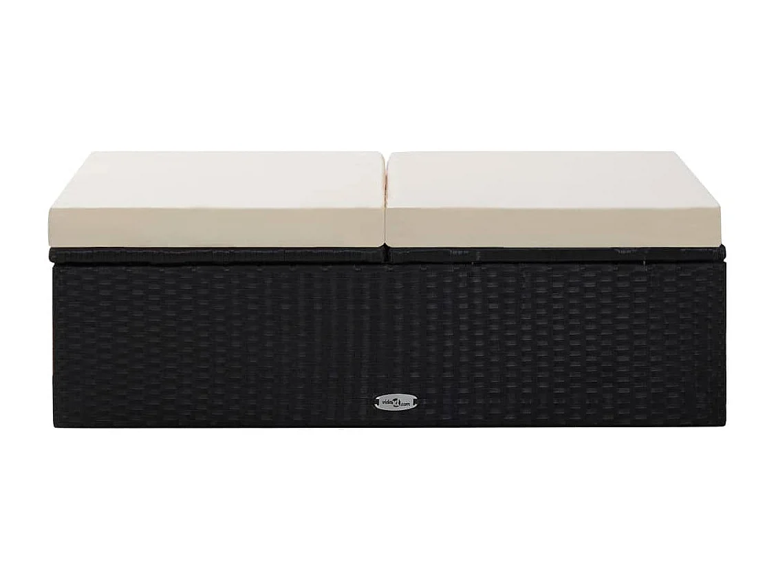 Salon de jardin 2 pcs avec coussins Résine tressée Noir