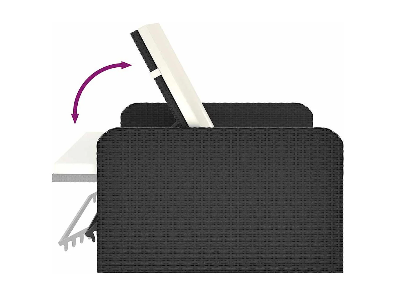 Salon de jardin 2 pcs avec coussins Résine tressée Noir