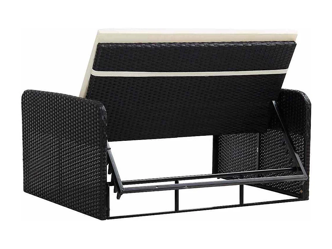 Salon de jardin 2 pcs avec coussins Résine tressée Noir