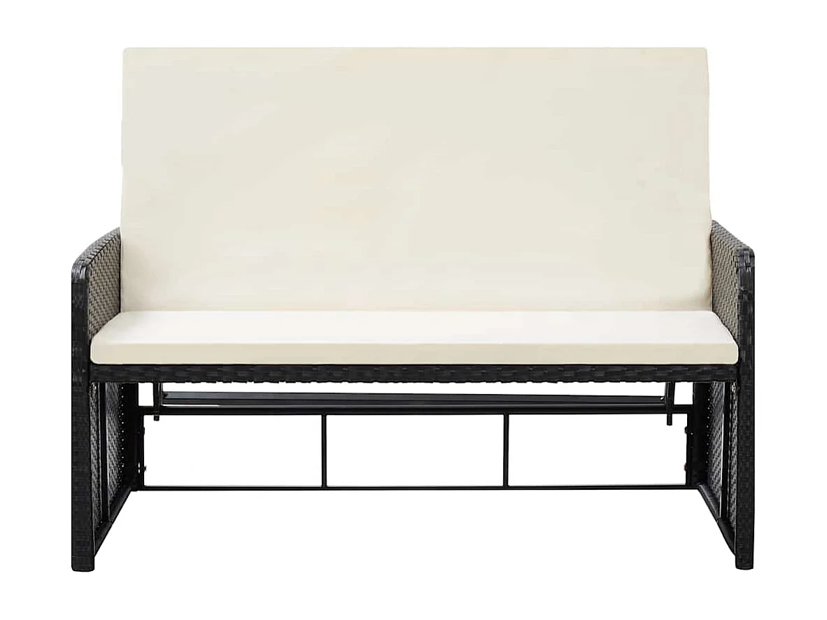 Salon de jardin 2 pcs avec coussins Résine tressée Noir