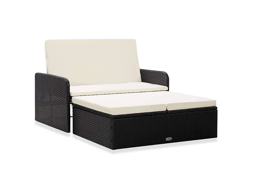 Set Divani da Giardino 2 pz con Cuscini in Polyrattan Nero