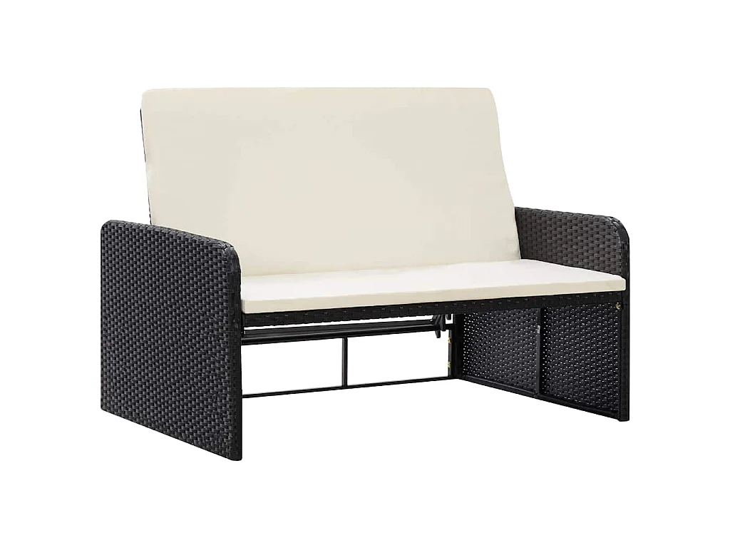 Set Divani da Giardino 2 pz con Cuscini in Polyrattan Nero
