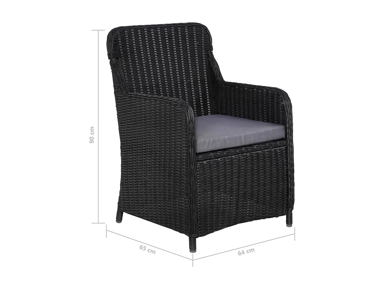 Ensemble à manger de jardin 9 pcs Résine tressée Noir