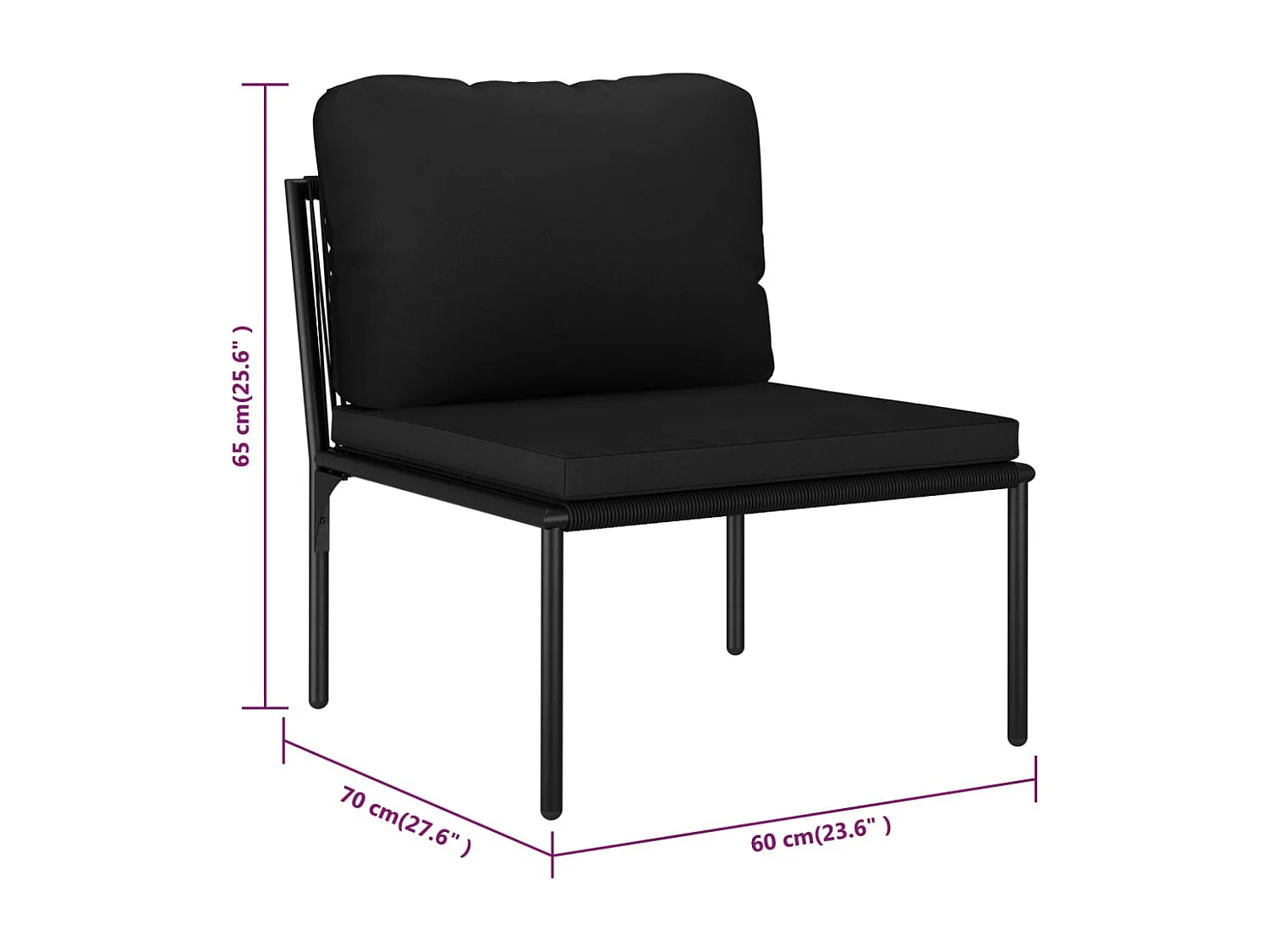 5 pcs conjunto lounge de jardim c/ almofadões PVC preto