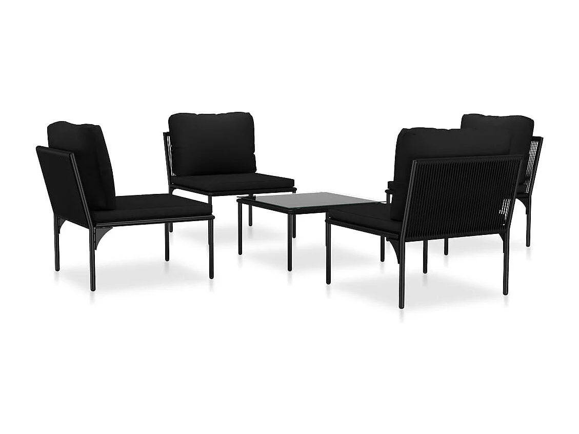5-delige Loungeset met kussens PVC zwart