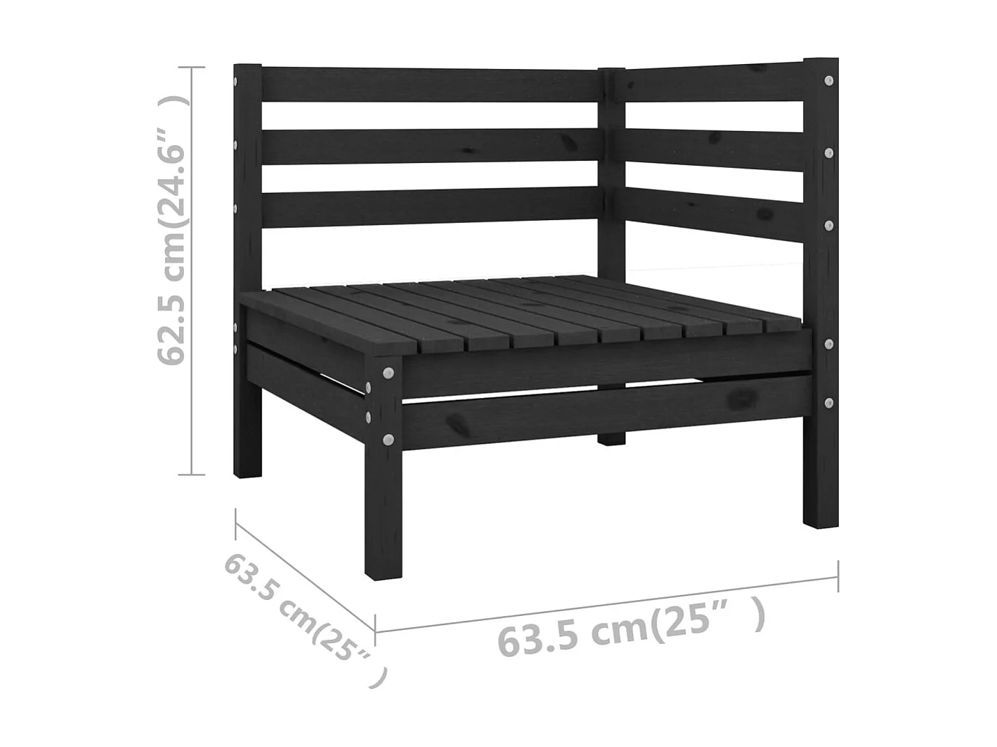 Salon de jardin 12 pcs Noir Bois de pin massif