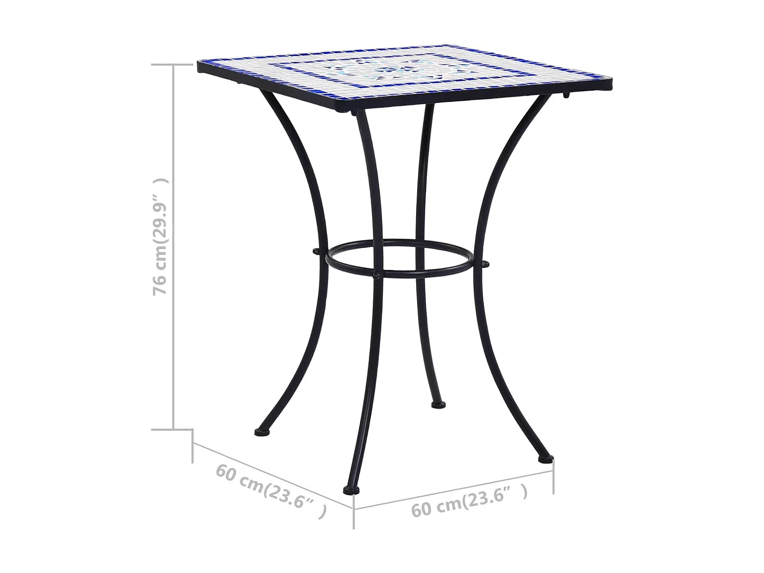 Mobilier de bistro 3 pcs mosaïque Carreau céramique Bleu Blanc