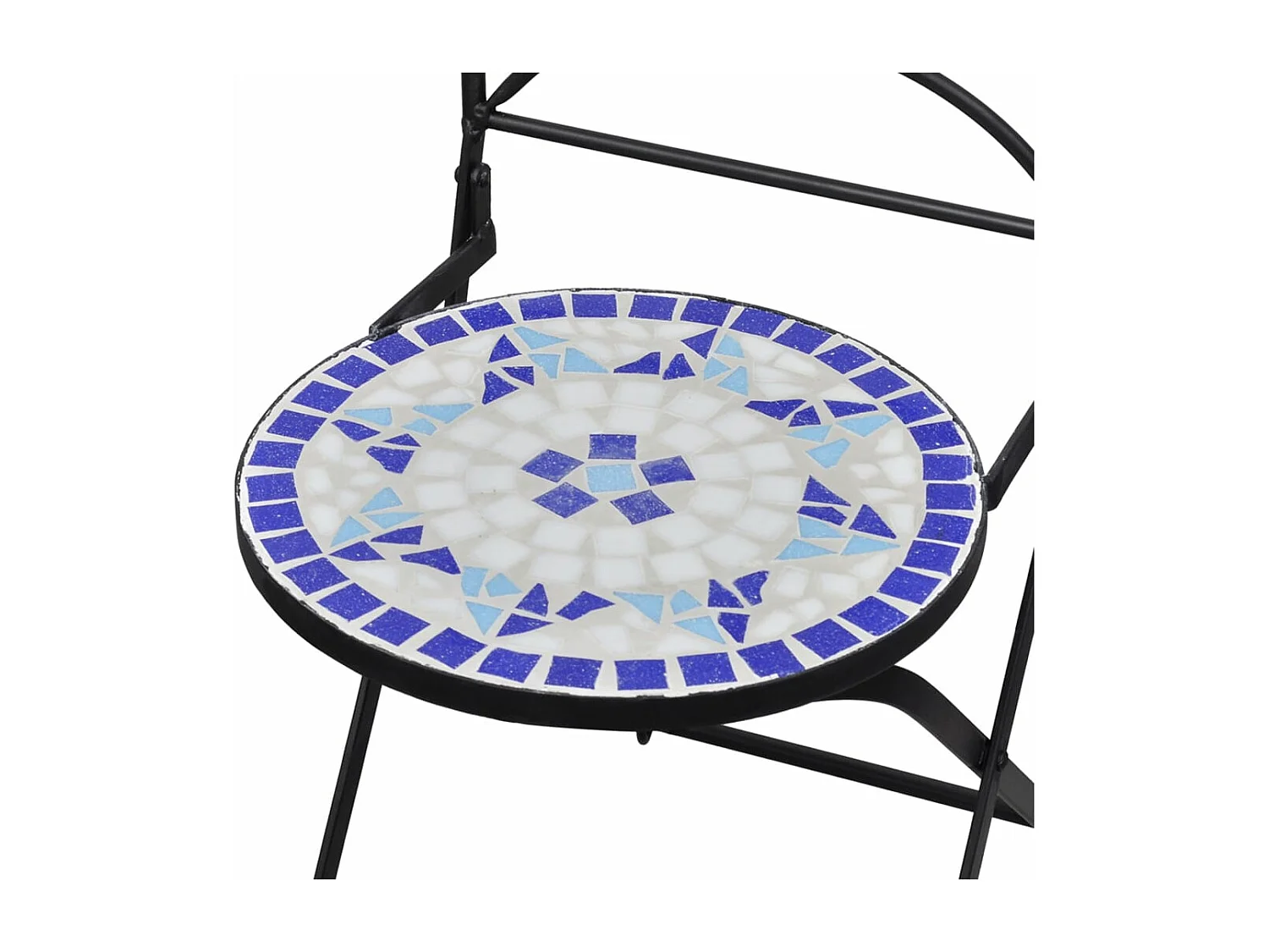 Mobilier de bistro 3 pcs mosaïque Carreau céramique Bleu Blanc