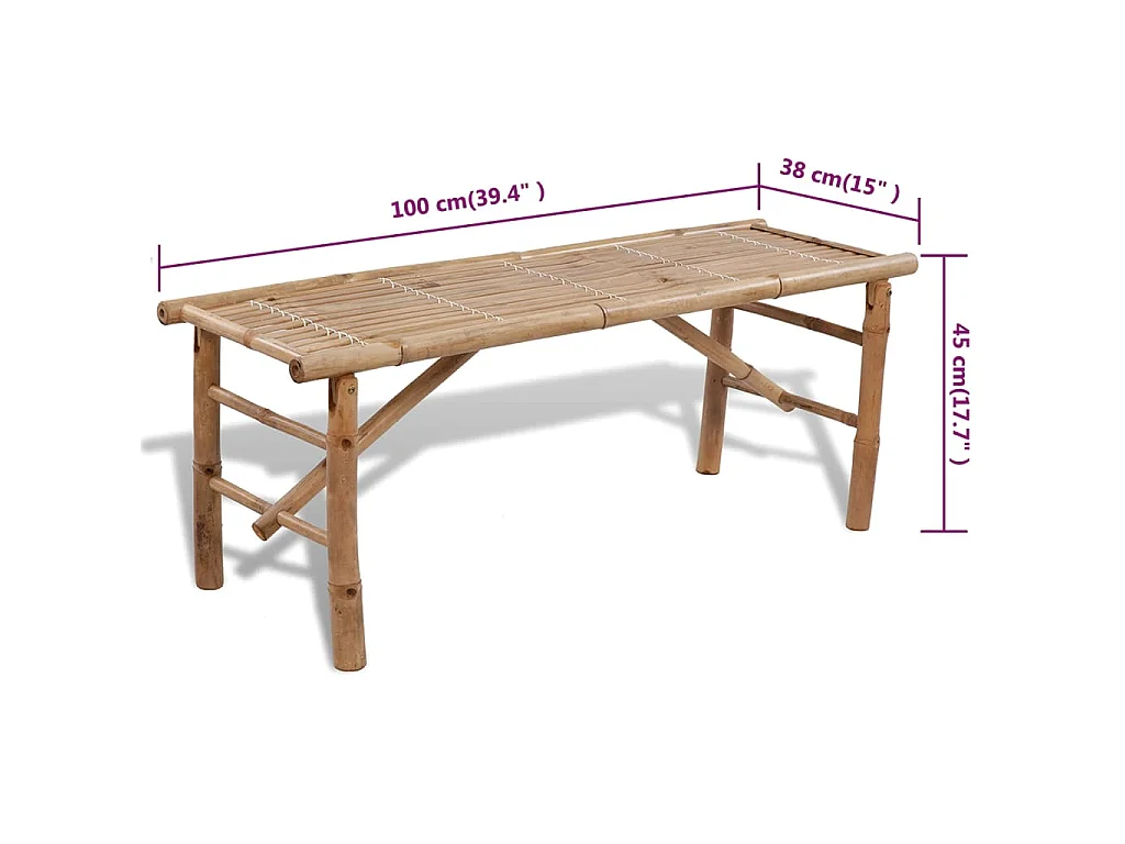 Tavolo da Birreria con 2 Panchine 100 cm in Bambù