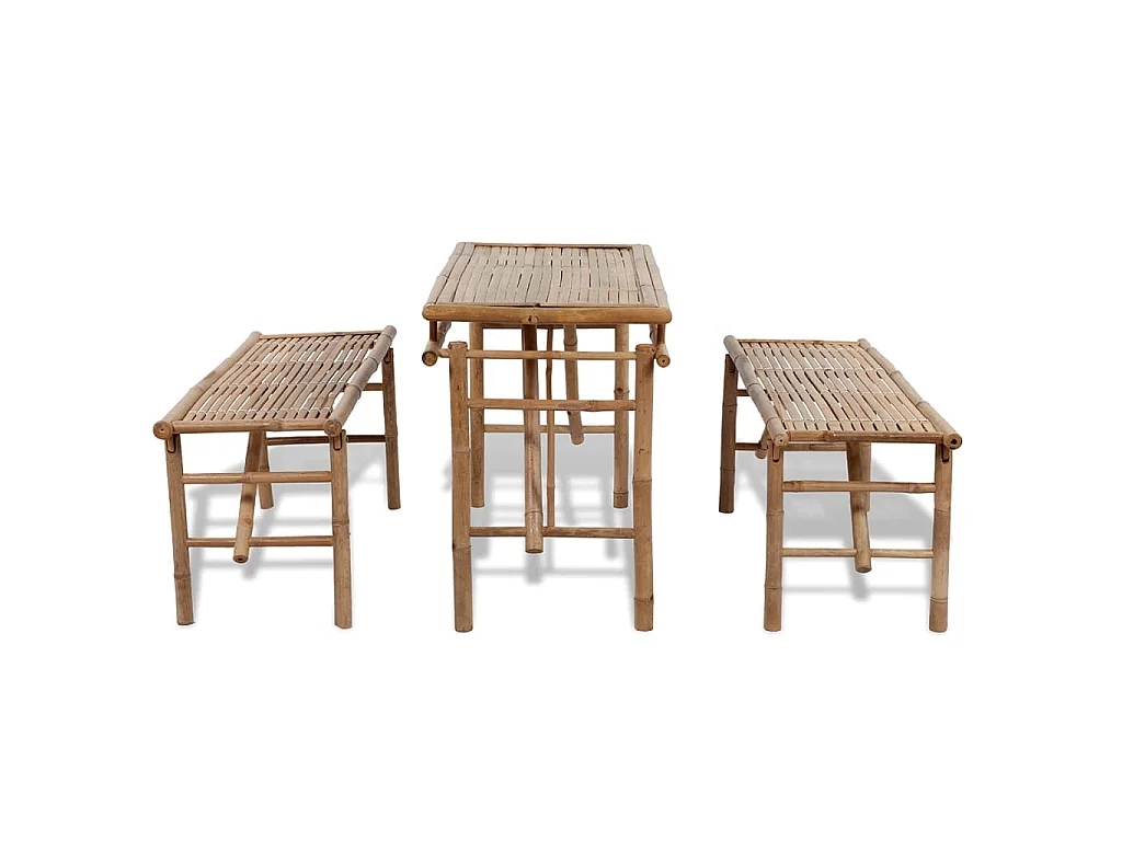 Tavolo da Birreria con 2 Panchine 100 cm in Bambù