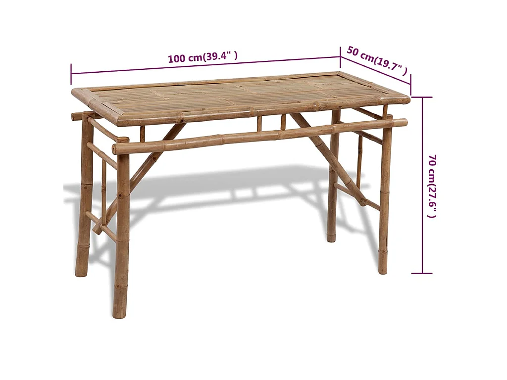 Tavolo da Birreria con 2 Panchine 100 cm in Bambù