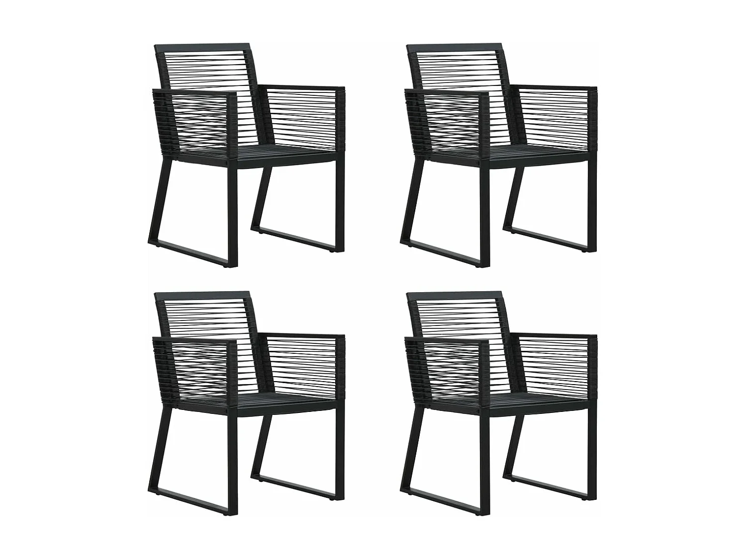 Ensemble à manger d'extérieur 5 pcs Rotin PVC Noir