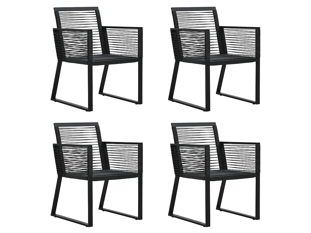 5-tlg. Garten-Essgruppe PVC Rattan Schwarz
