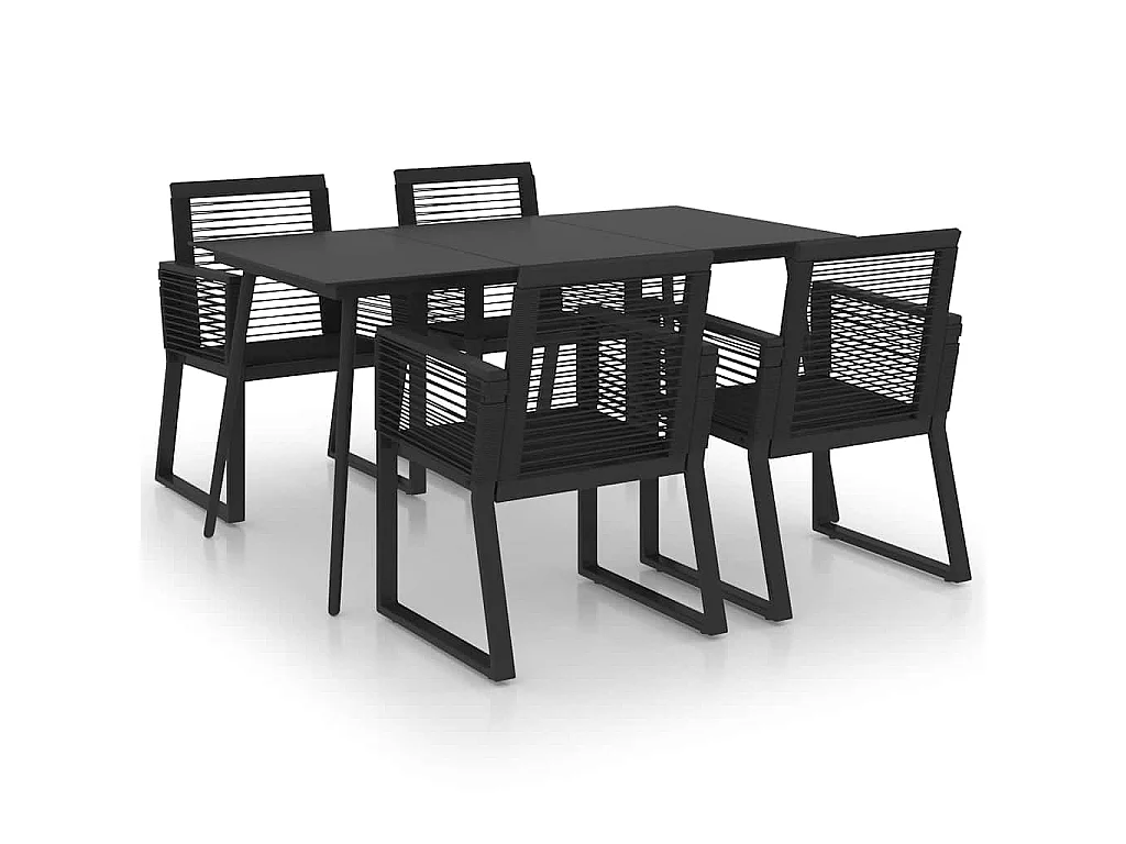 Set da Pranzo da Giardino 5 pz in Rattan PVC Nero