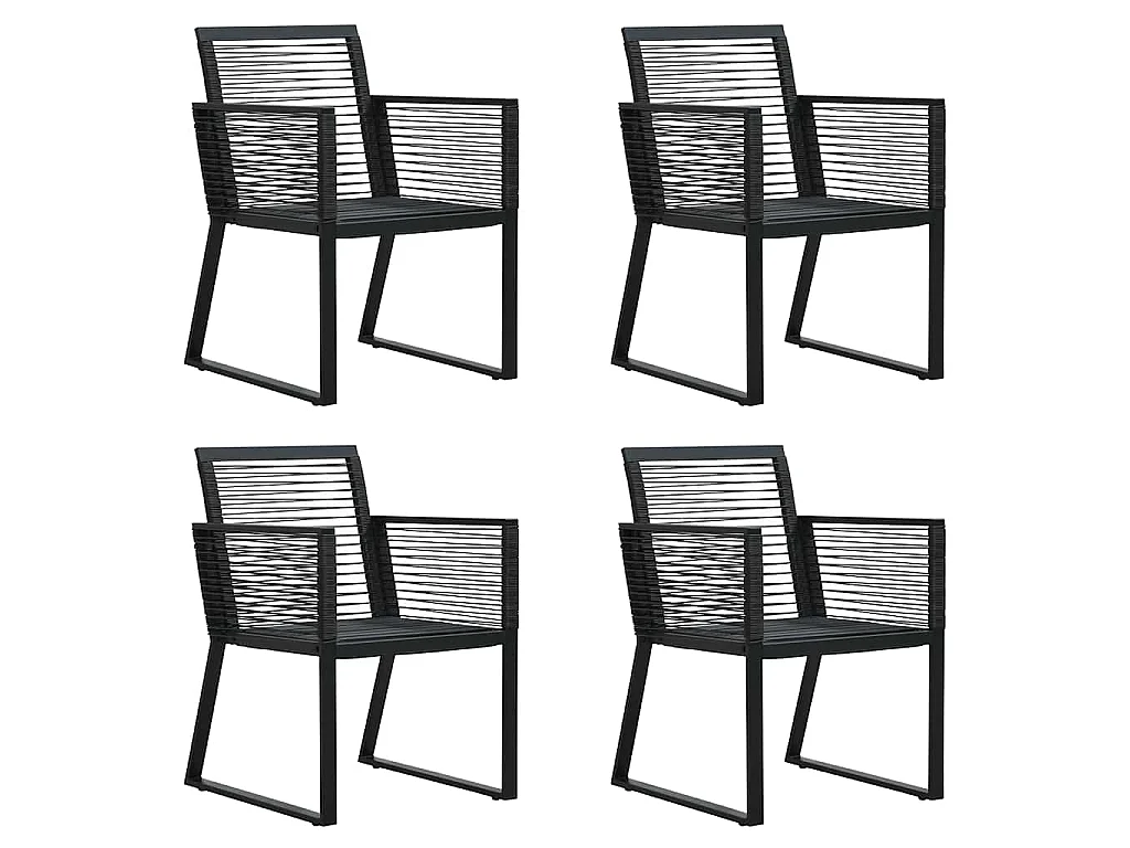 Set da Pranzo da Giardino 5 pz in Rattan PVC Nero